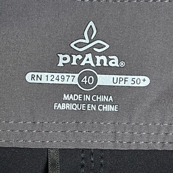 Prana Swim Trunk Mens 40 Black Drawstring Waist Zip Pocket High Rise UPF50+ - Picture 8 of 12